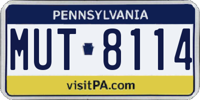 PA license plate MUT8114