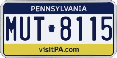 PA license plate MUT8115