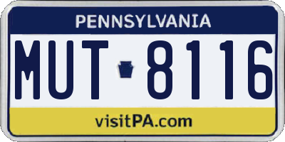 PA license plate MUT8116