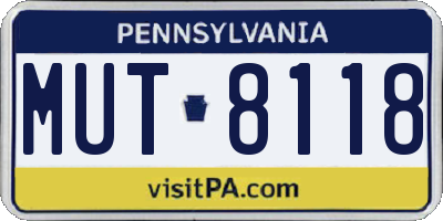 PA license plate MUT8118