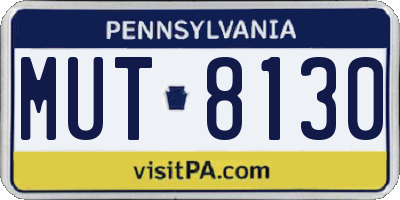 PA license plate MUT8130