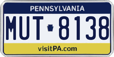 PA license plate MUT8138