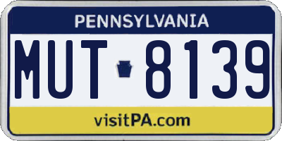 PA license plate MUT8139