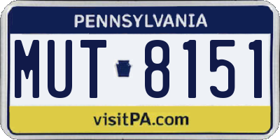 PA license plate MUT8151