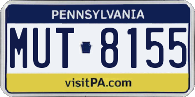 PA license plate MUT8155