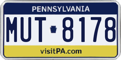 PA license plate MUT8178