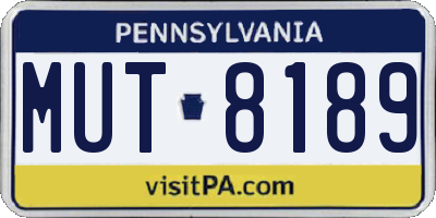 PA license plate MUT8189