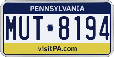 PA license plate MUT8194