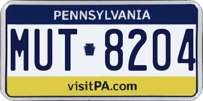 PA license plate MUT8204