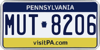 PA license plate MUT8206