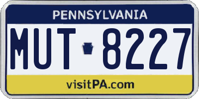 PA license plate MUT8227
