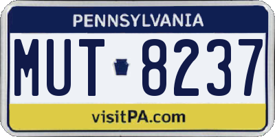 PA license plate MUT8237