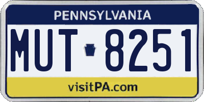 PA license plate MUT8251