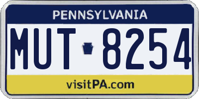 PA license plate MUT8254