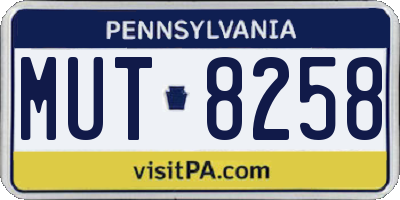 PA license plate MUT8258