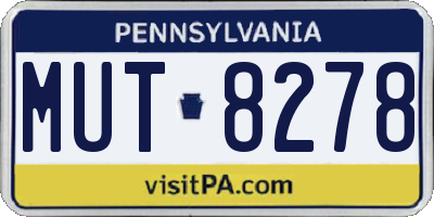 PA license plate MUT8278