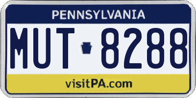 PA license plate MUT8288