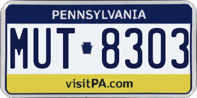PA license plate MUT8303