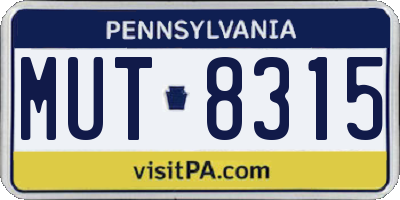 PA license plate MUT8315
