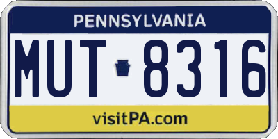 PA license plate MUT8316