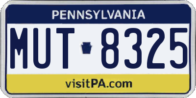 PA license plate MUT8325