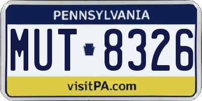 PA license plate MUT8326