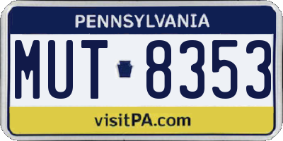 PA license plate MUT8353