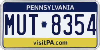 PA license plate MUT8354