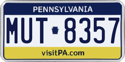 PA license plate MUT8357