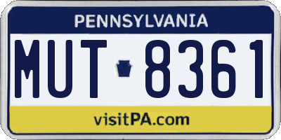 PA license plate MUT8361