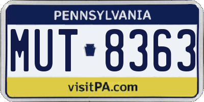 PA license plate MUT8363