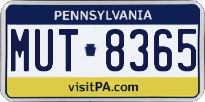 PA license plate MUT8365