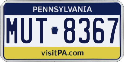 PA license plate MUT8367