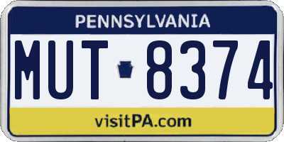 PA license plate MUT8374