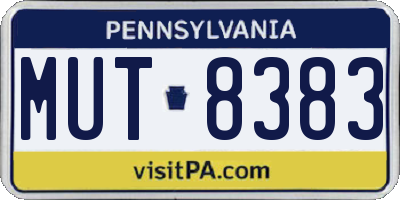 PA license plate MUT8383