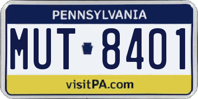 PA license plate MUT8401
