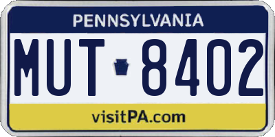PA license plate MUT8402