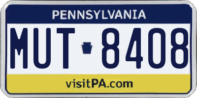 PA license plate MUT8408