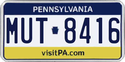 PA license plate MUT8416