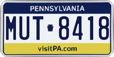 PA license plate MUT8418