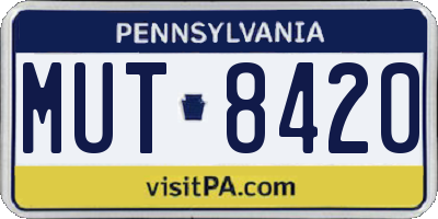 PA license plate MUT8420