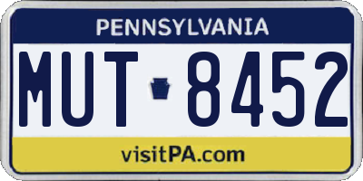 PA license plate MUT8452