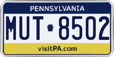 PA license plate MUT8502