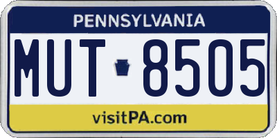 PA license plate MUT8505