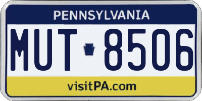 PA license plate MUT8506