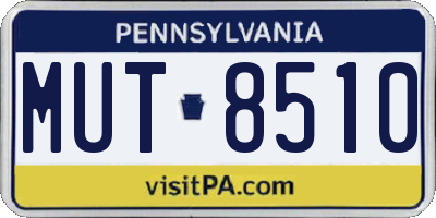 PA license plate MUT8510