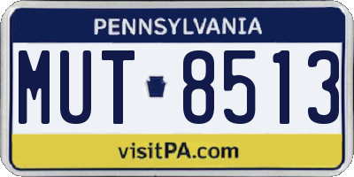 PA license plate MUT8513