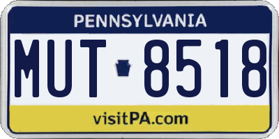 PA license plate MUT8518