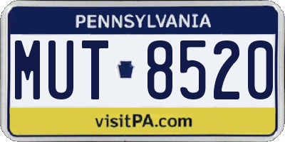 PA license plate MUT8520