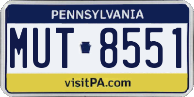 PA license plate MUT8551